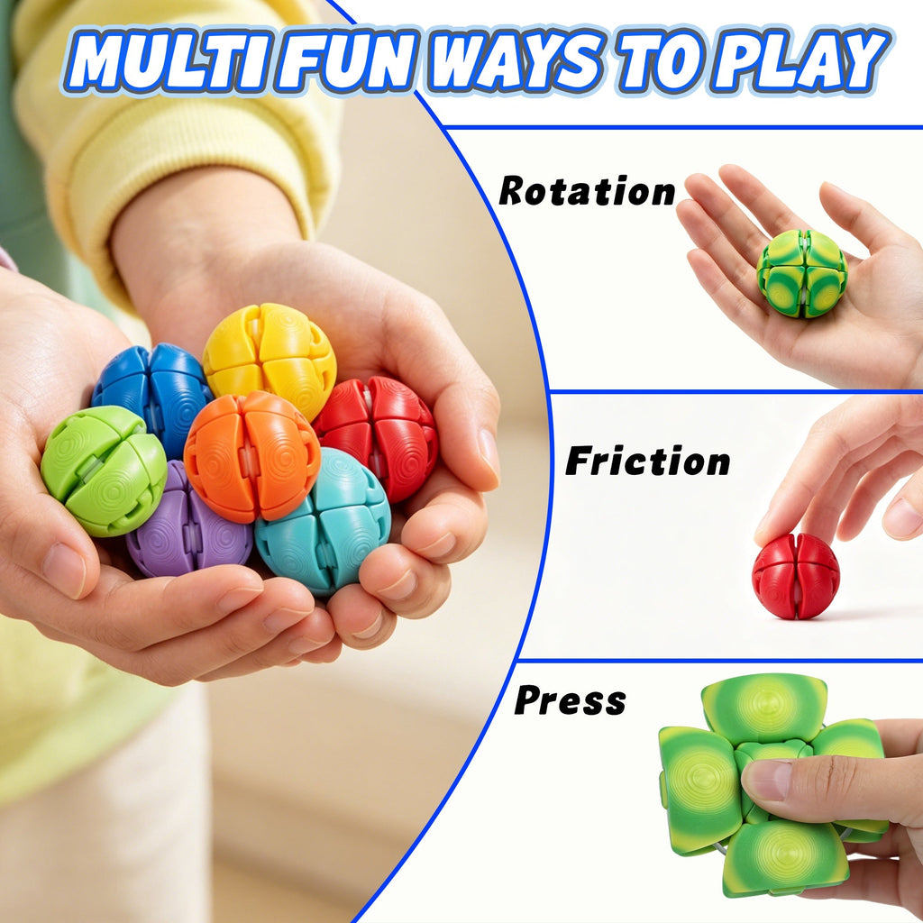 Spring Green Large 3D Printed Stress Relief Ball With 9PCS Mini Fidget Sphere Set, Transforming Press Rotate Sensory Desk Fidget Bundle