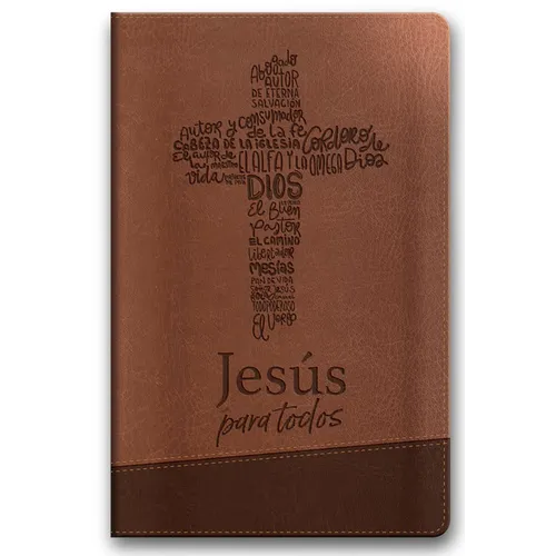 Santa Biblia de Promesas Reina Valera 1960 / Jesús Para Todos / Letra Grande / Tamaño Manual / Piel Especial Con Índice Y Cierre / Café // Spanish Pro - Imitation Leather