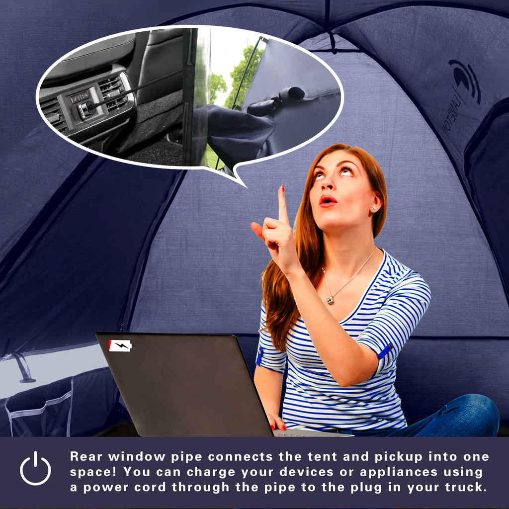 Lanceton Pickup Truck Tent for 5.5'-6.5' Beds, Waterproof PU3000mm High-Density Oxford, Color-Coded Easy Setup, Features Unique 8" Rear Window Access Pipe & Cross-Pole Windproof Structure (F150, Ram, Silverado, Tundra)