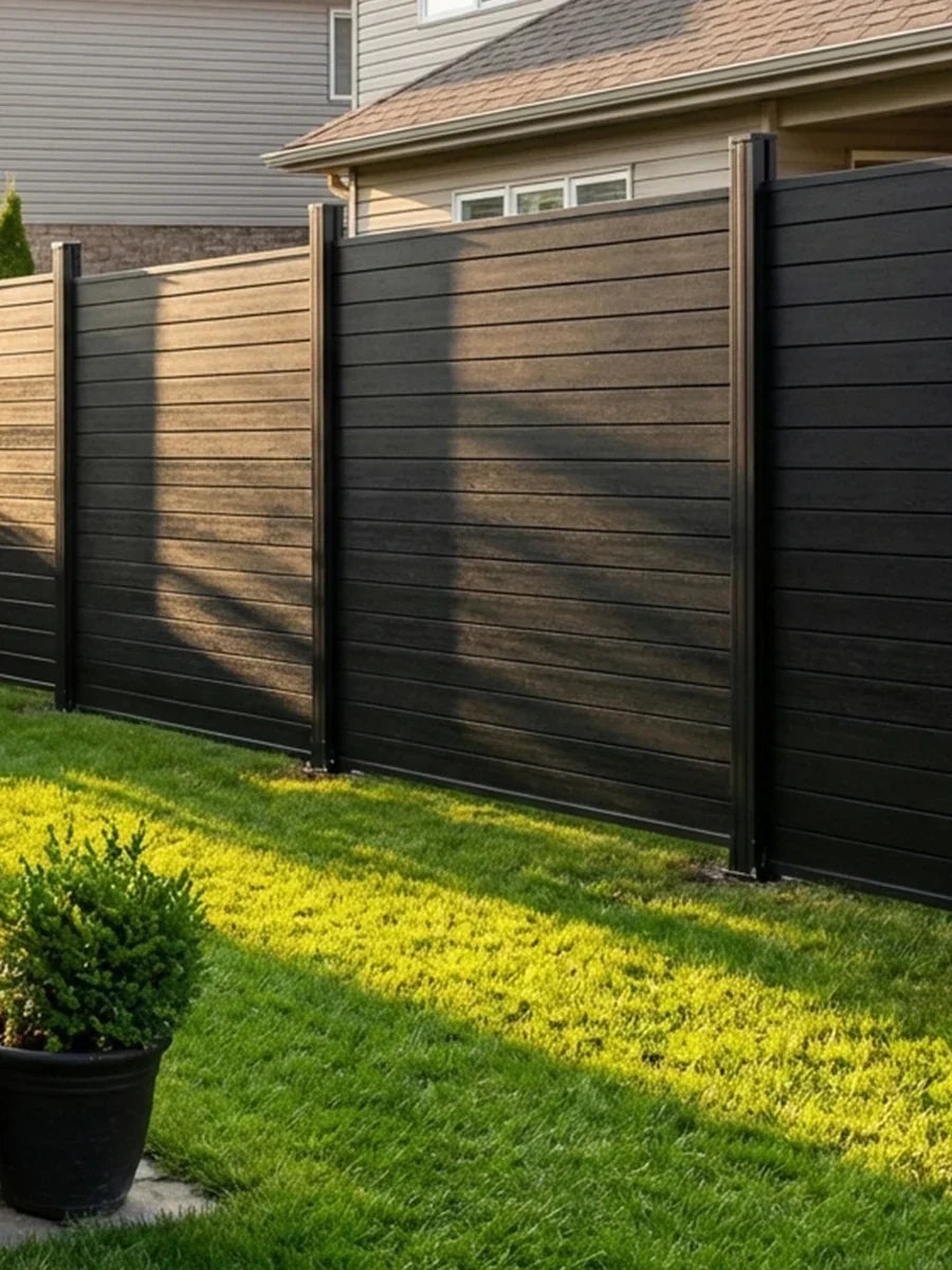 Black Aluminum Full Privacy Fence - 6ft x 6ft