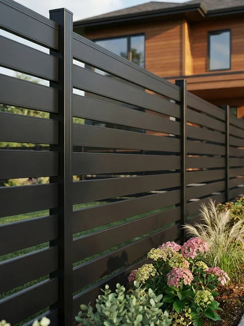 Black Aluminum Semi Privacy Fence - 6ft x 6ft