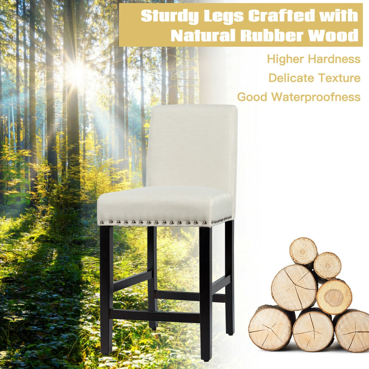 25 Inch Kitchen Chairs w/ Rubber Wood Legs