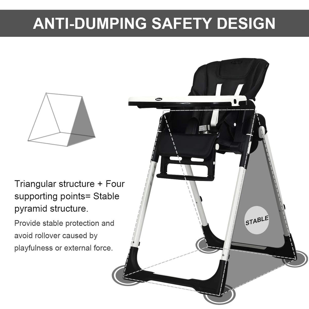 Foldable High chair with Multiple Adjustable Backrest