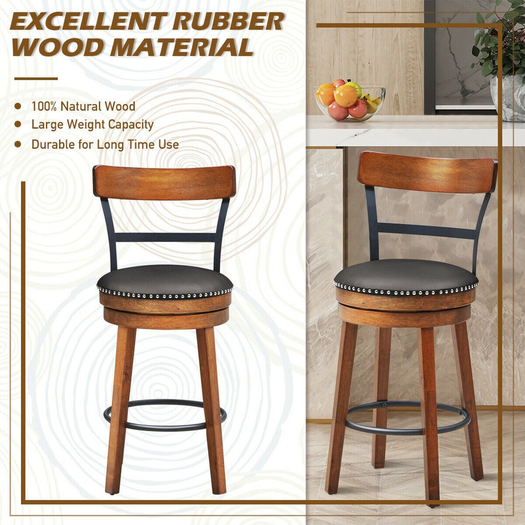 30.5 Inch 360-Degree Swivel Stools with Leather Padded Seat