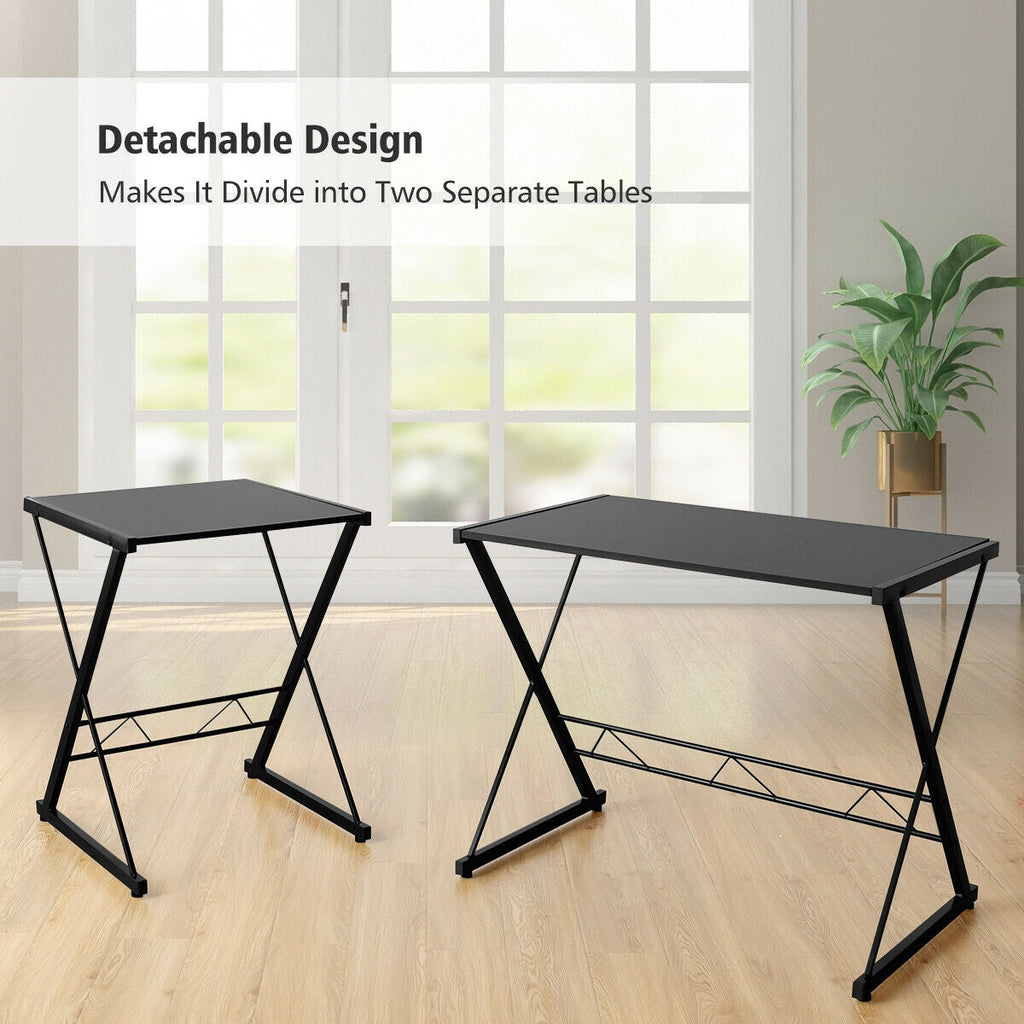 L-Shaped Desk Reversible Corner Computer Desk with Movable Shelf and CPU Stand