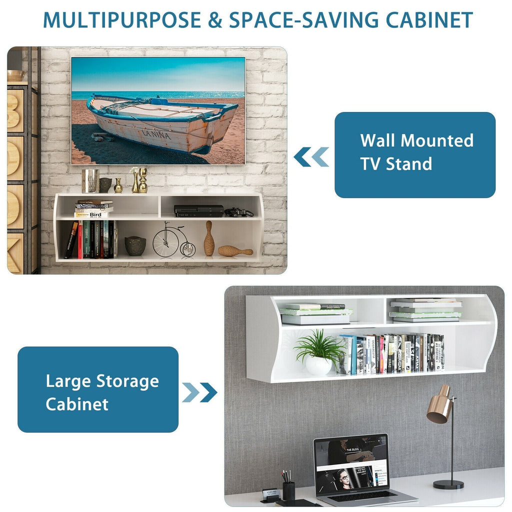 48.5 Inch 2 Tier Modern Wall Mounted Hanging Floating Shelf