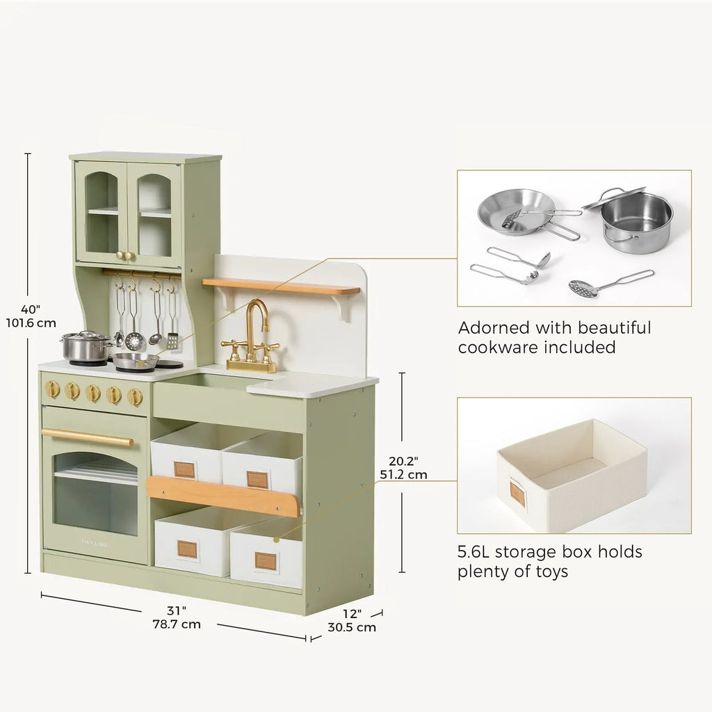 Tiny Land® Wooden Play Kitchen with Storage for Creative Toddlers