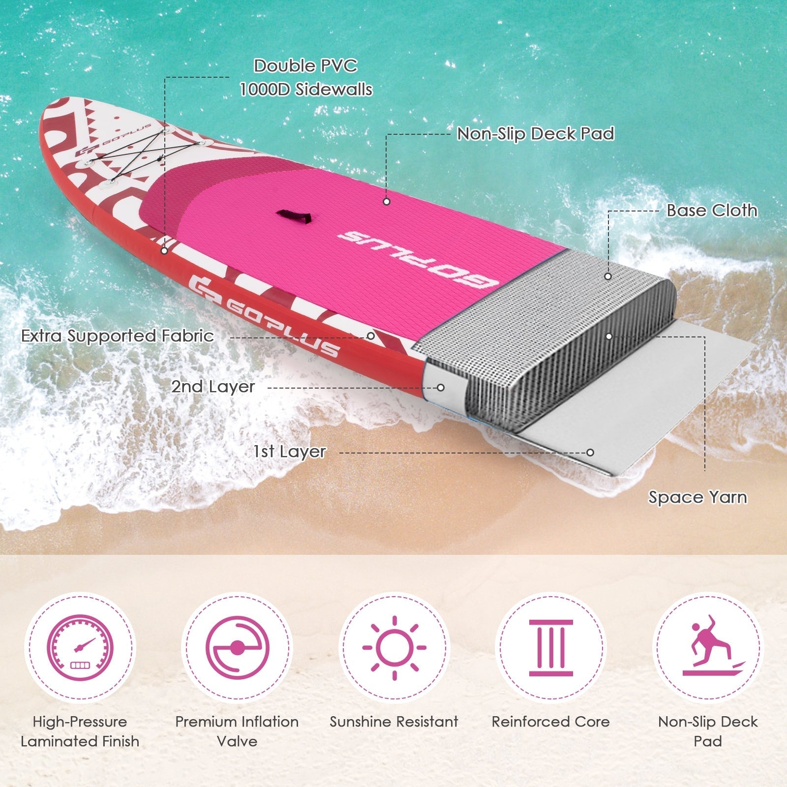 10.6 Feet Inflatable Adjustable Paddle Board with Carry Bag
