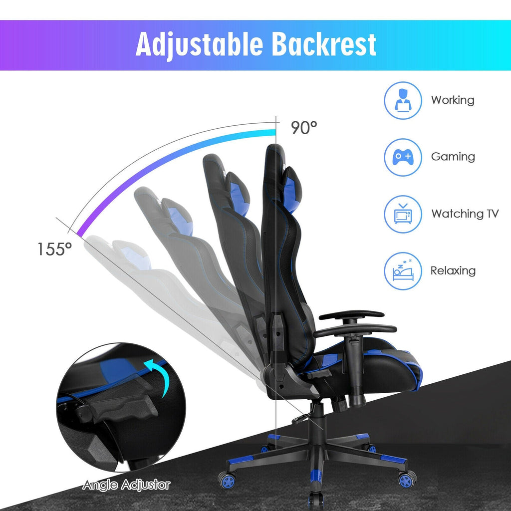 Adjustable Swivel Gaming Chair with LED Lights and Remote