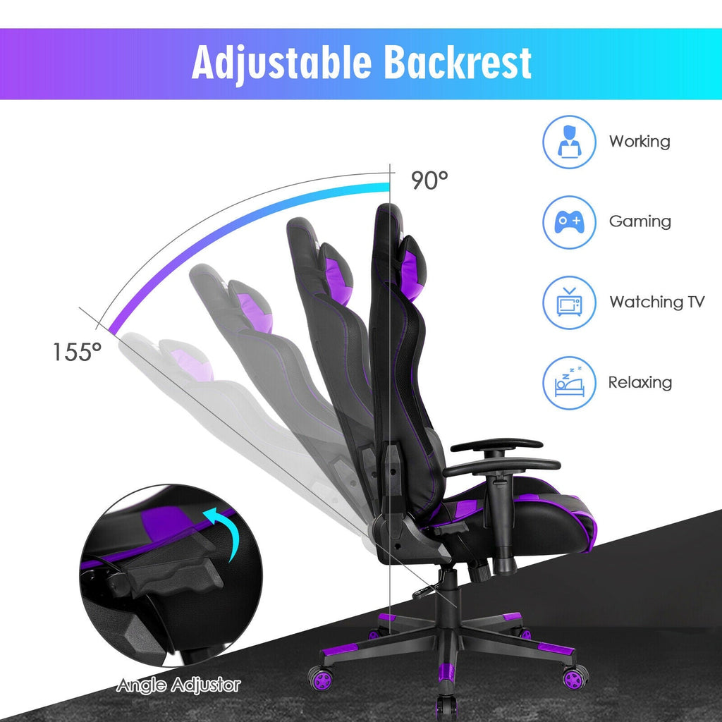 Adjustable Swivel Gaming Chair with LED Lights and Remote