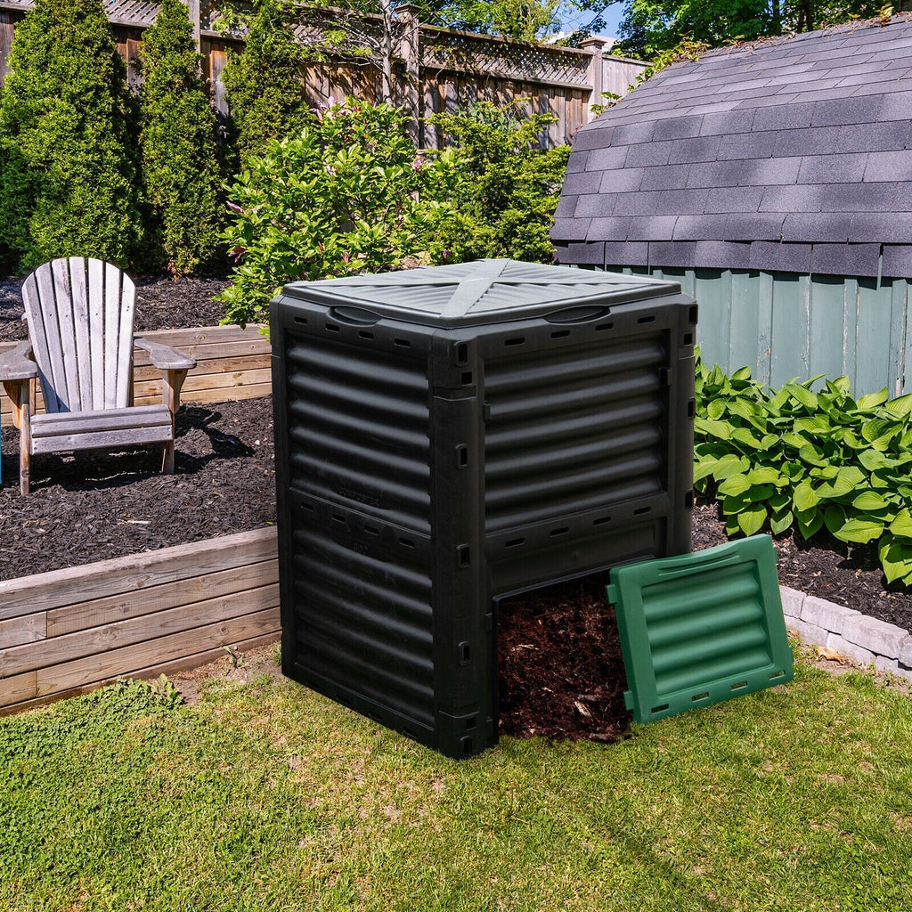 80-Gallon Outdoor Composter with Large Openable Lid and Bottom Exit Door