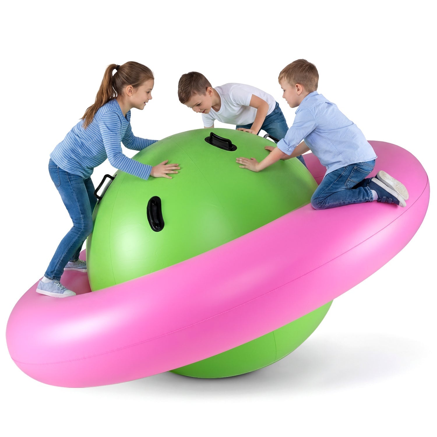7.5 Foot Giant Inflatable Dome Rocker Bouncer with 6 Built-in Handles for Kids-Green