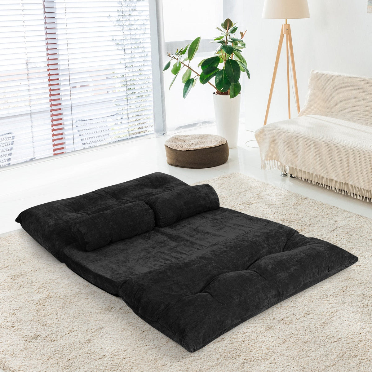 6-Position Adjustable Sleeper Lounge Couch with 2 Pillows