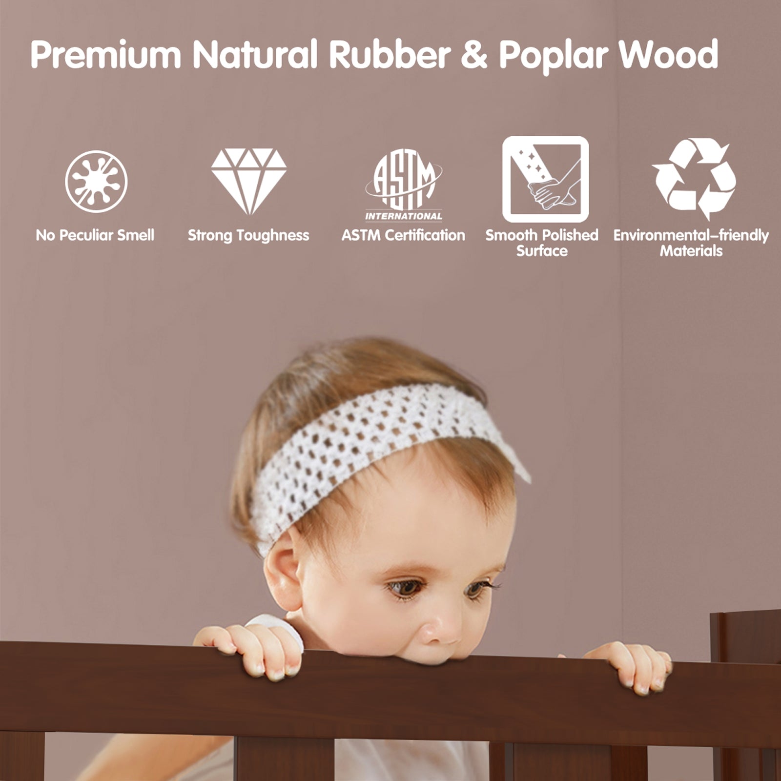 2-in-1 Convertible Kids Wooden Bedroom Furniture with Guardrails
