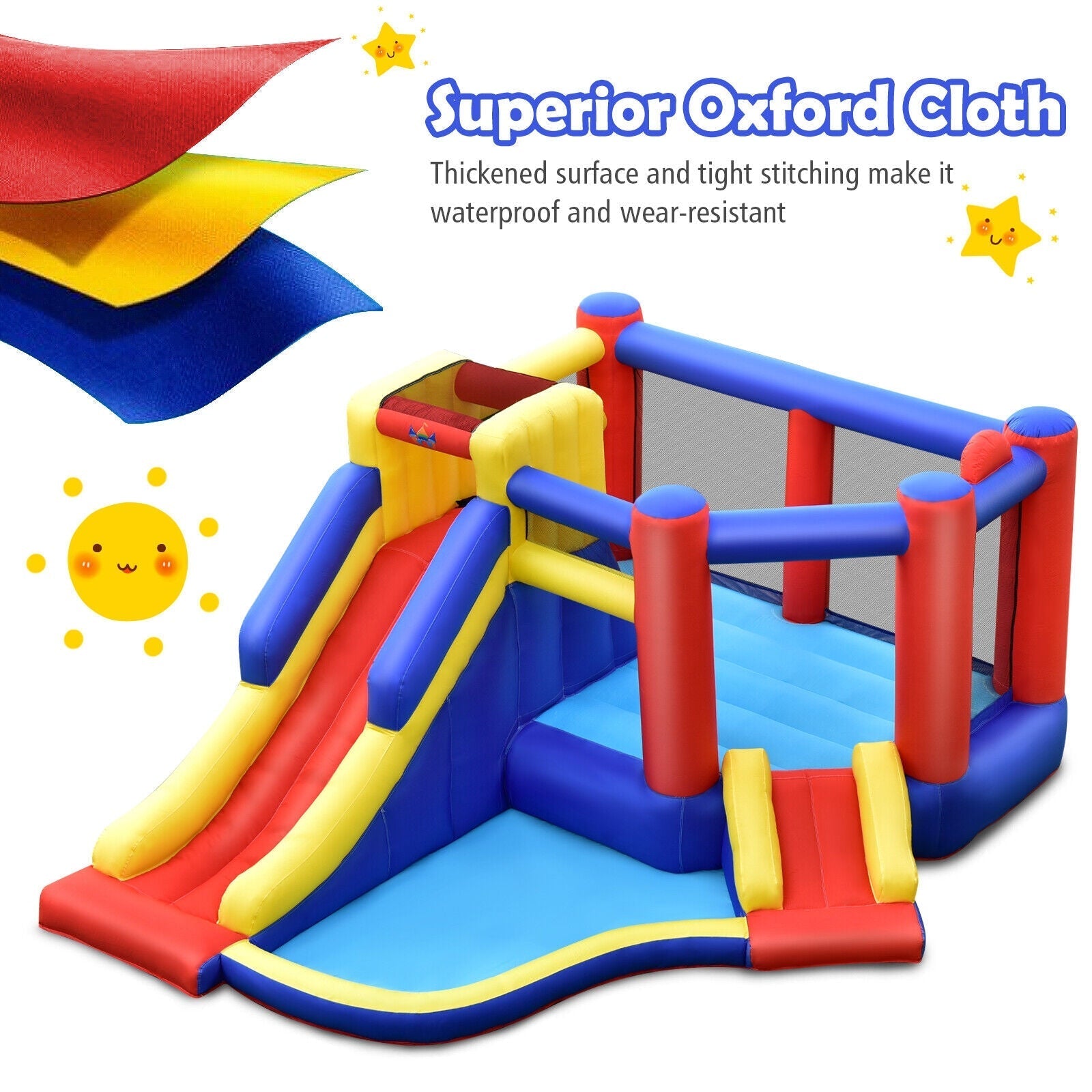 Kids Inflatable Bouncy Castle with Double Slides without Air Blower