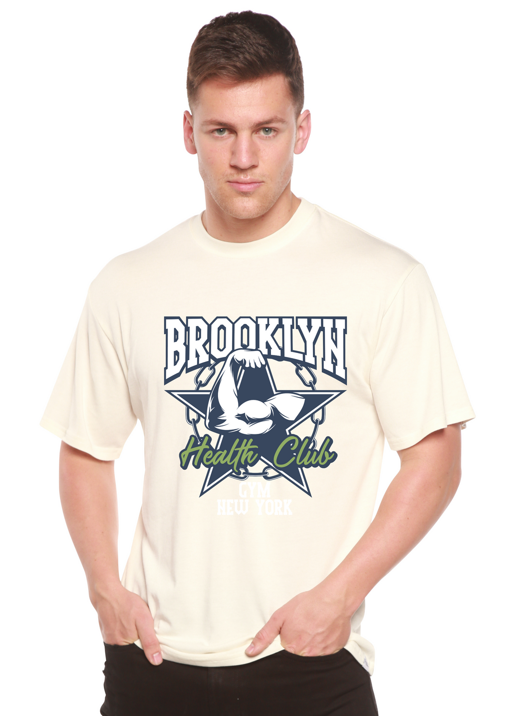 Brooklyn Health Club Men's Bamboo Viscose/Organic Cotton Short Sleeve Graphic T-Shirt