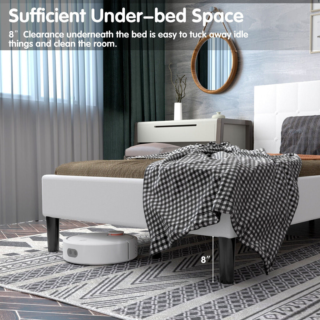 Platform Bed with Button Tufted Headboard