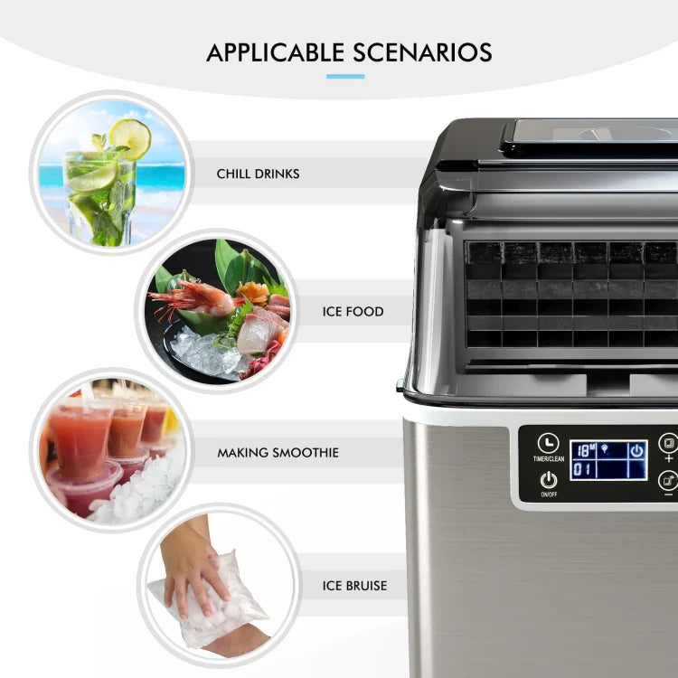 Portable Ice Maker with Scoop & Basket