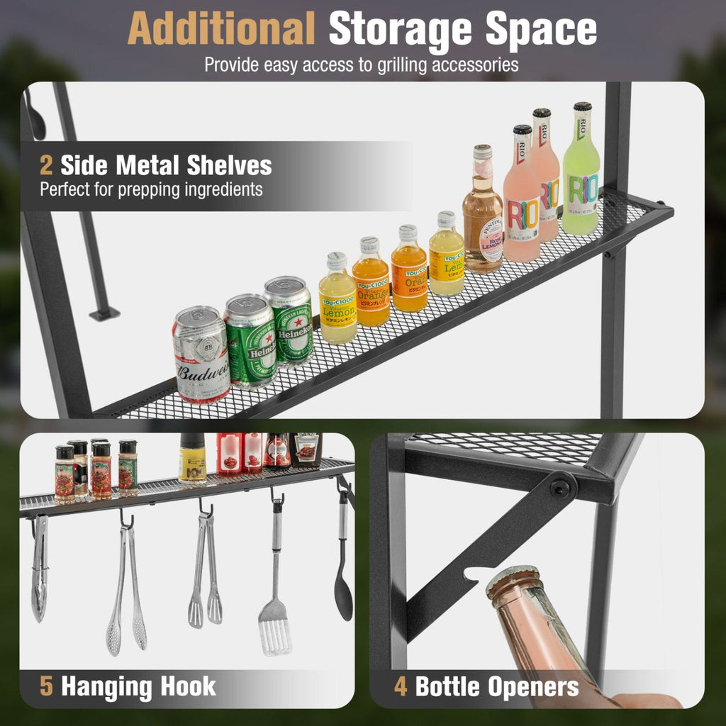 BBQ Grill Canopy 7.8 x 4.4 FT with Shelves and Sidewall