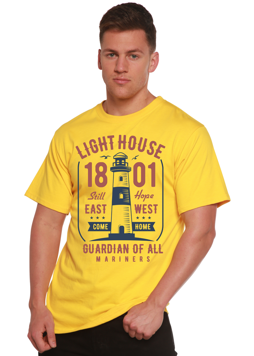 Light House Men's Bamboo Viscose/Organic Cotton Short Sleeve Graphic T-Shirt