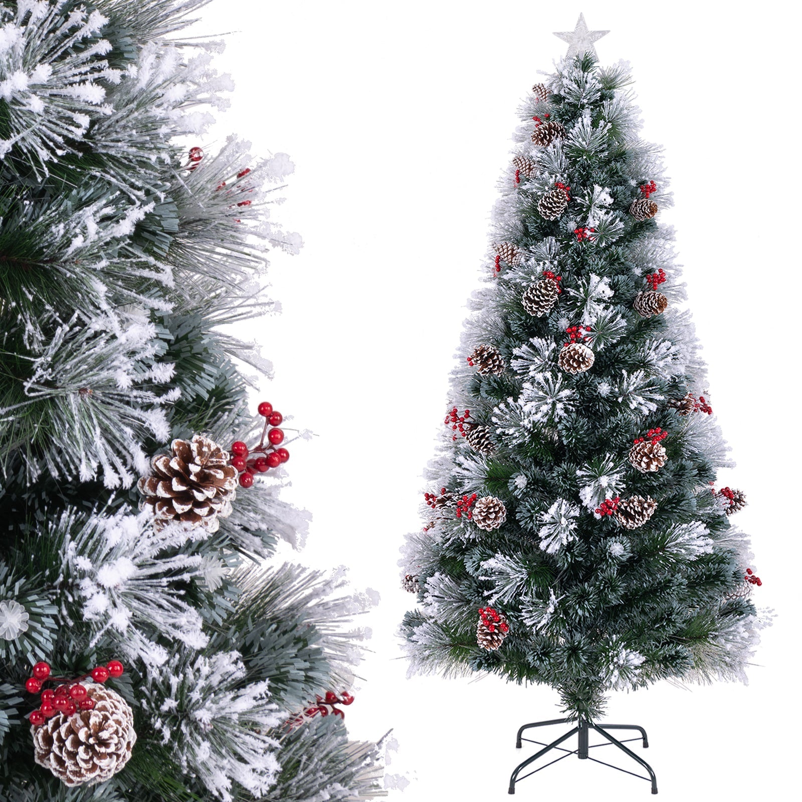 7 FT Flocked Christmas Tree with 8 Lighting Modes