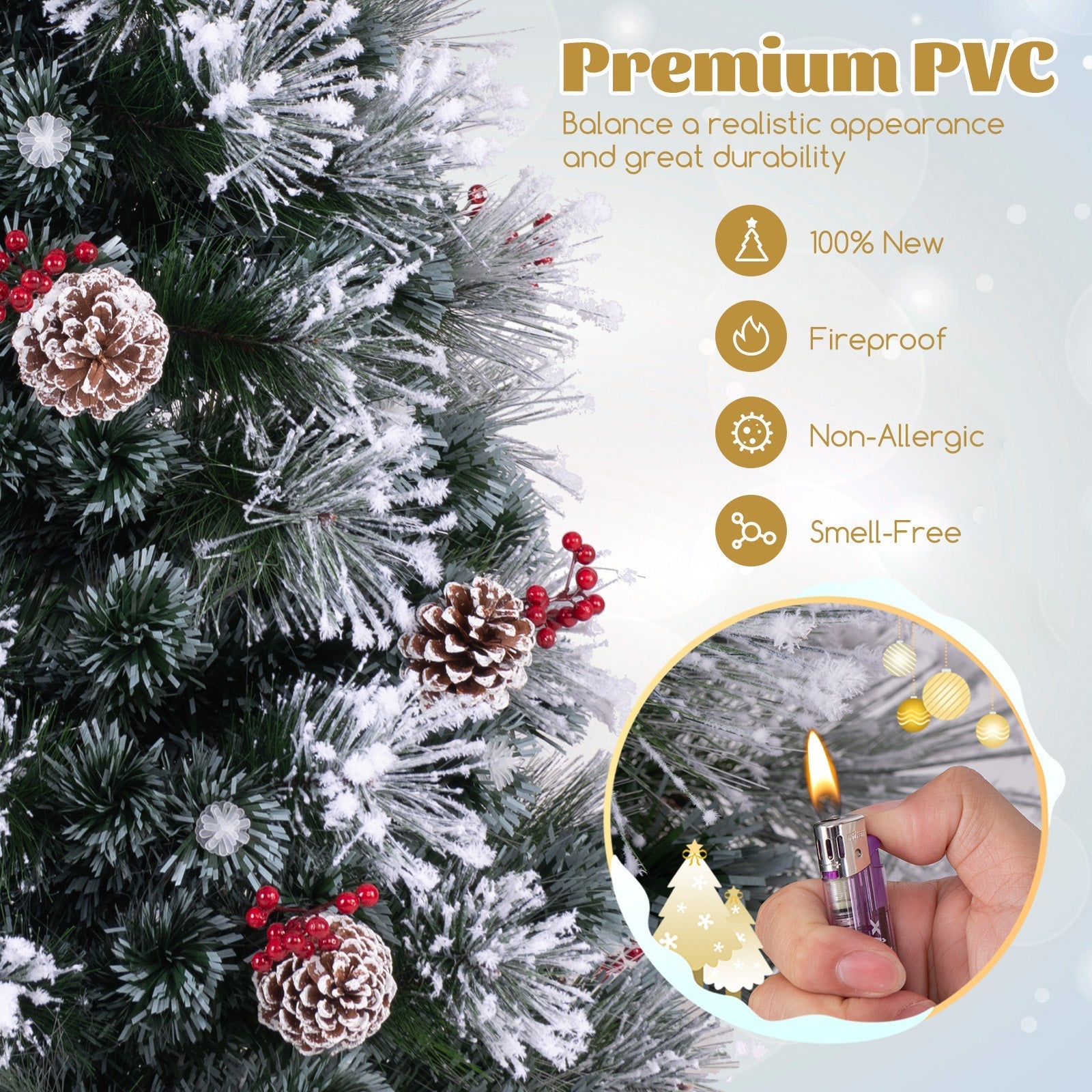 7 FT Flocked Christmas Tree with 8 Lighting Modes