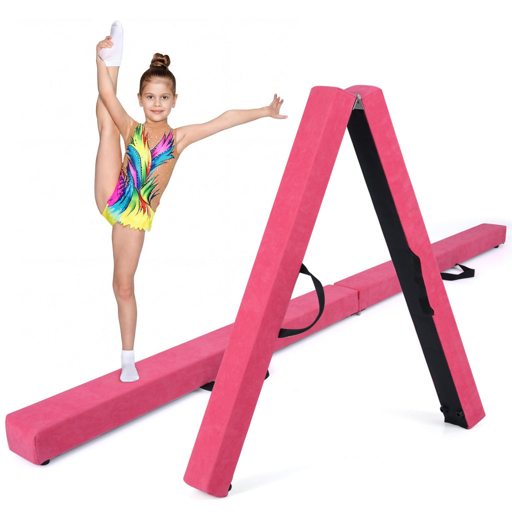 7 Feet Folding Portable Floor Balance Beam with Handles for Gymnasts