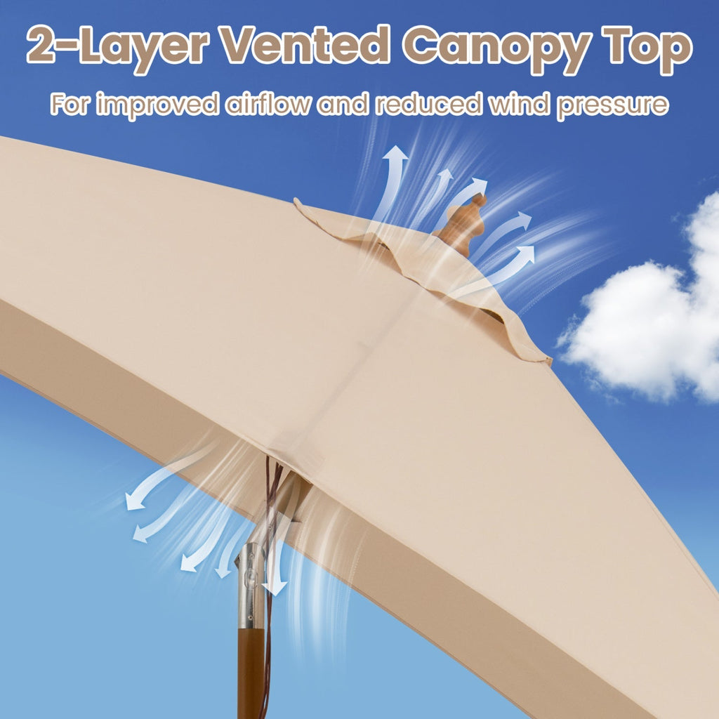 Rectangular Patio Umbrella 7ft with Adjustable Tilt