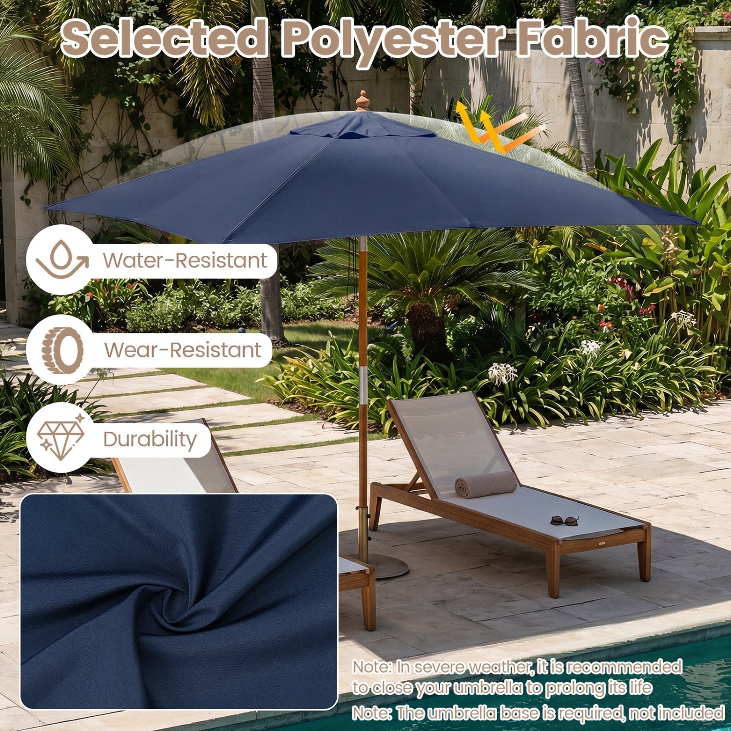 Rectangular Patio Umbrella 7ft with Adjustable Tilt