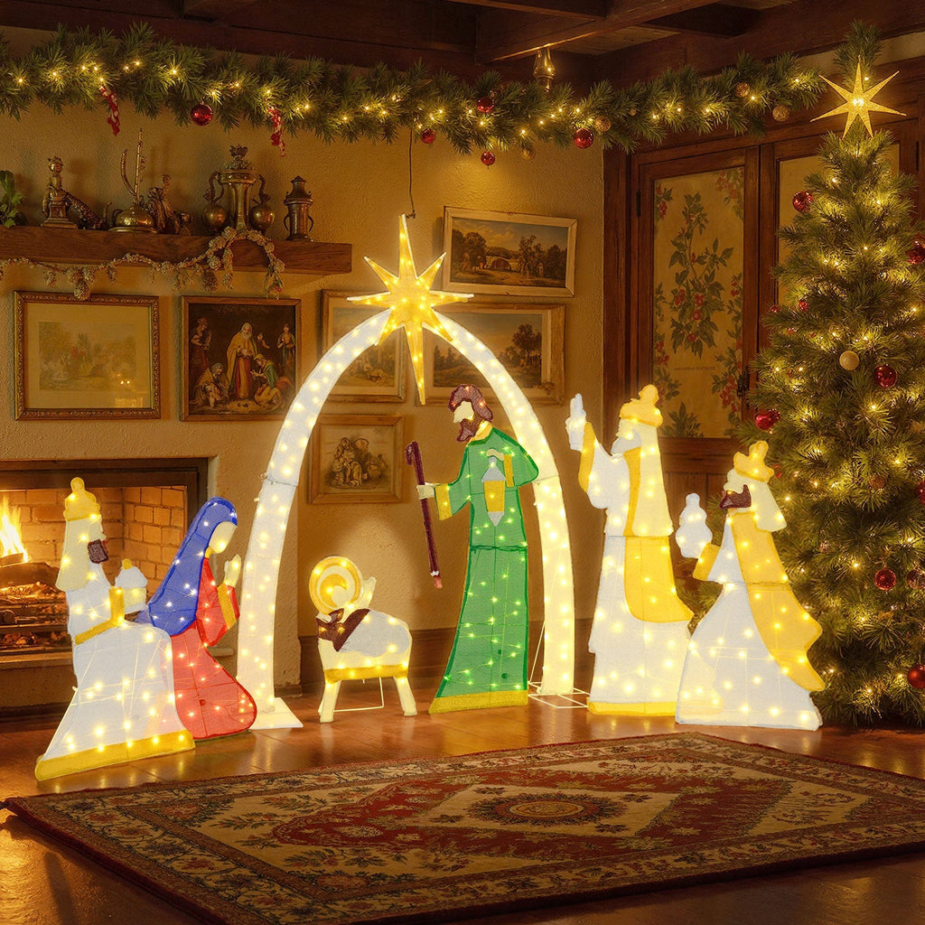 7 Pieces Lighted Nativity Scene with 310 Warm White LED Lights