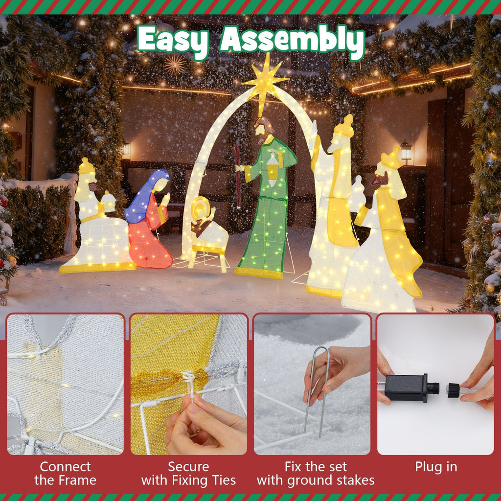 7 Pieces Lighted Nativity Scene with 310 Warm White LED Lights