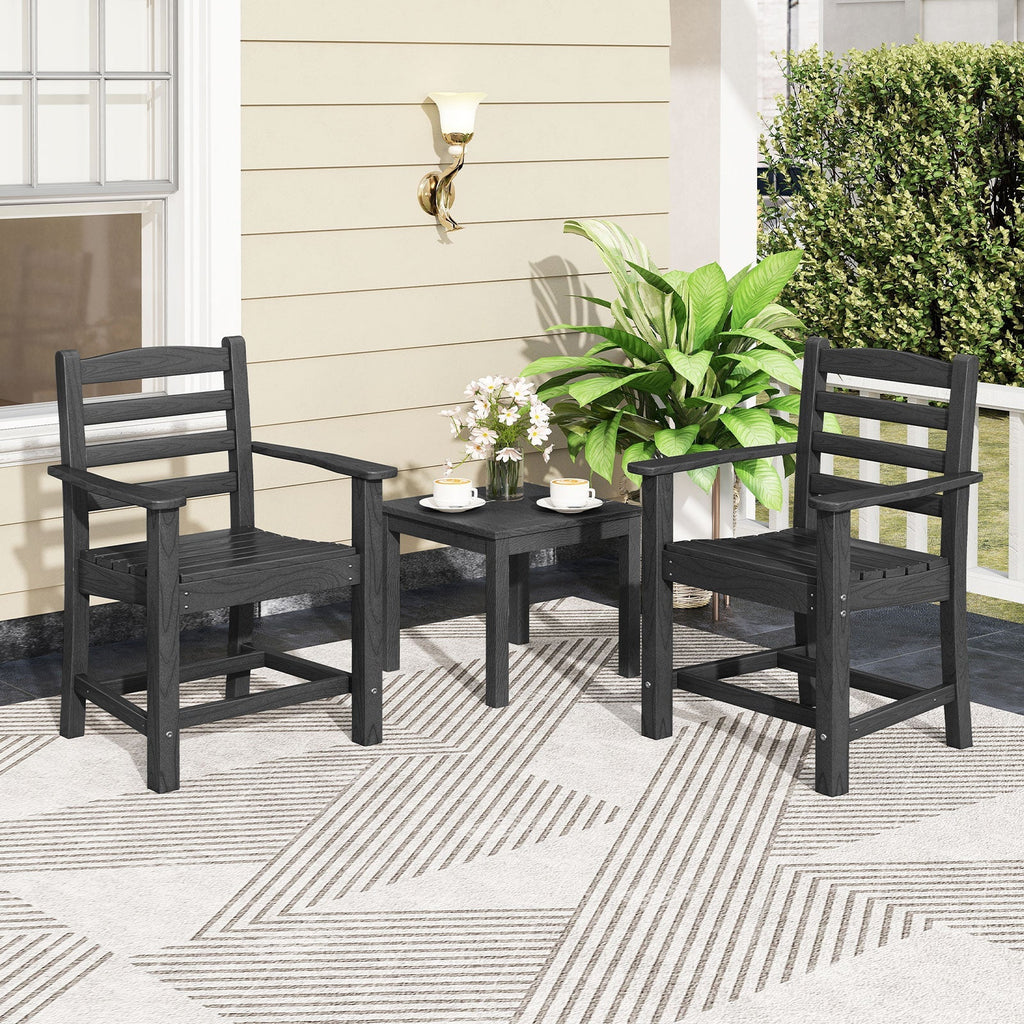 7 Pieces Outdoor Dining Table Set for 6 People 67 Inch HDPE Patio Rectangle Table and 6 Armchairs