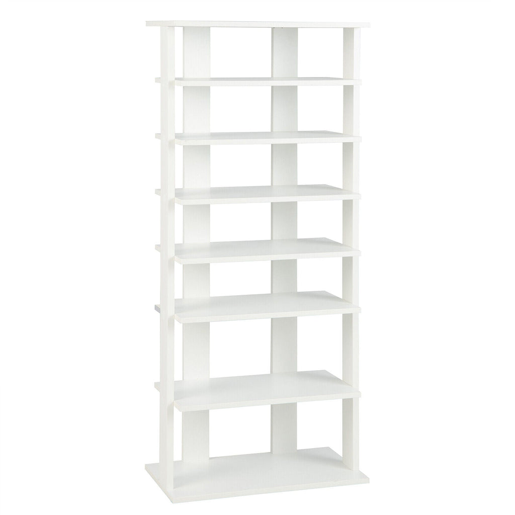 7-Tier Dual Shoe Rack Free Standing Shelves Storage Shelves Concise-Black