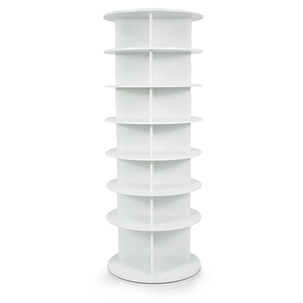 7-Tier Rotating Shoe Rack Tower with 360° Spin - White