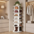 7-Tier Rotating Shoe Rack Tower with 360° Spin - White