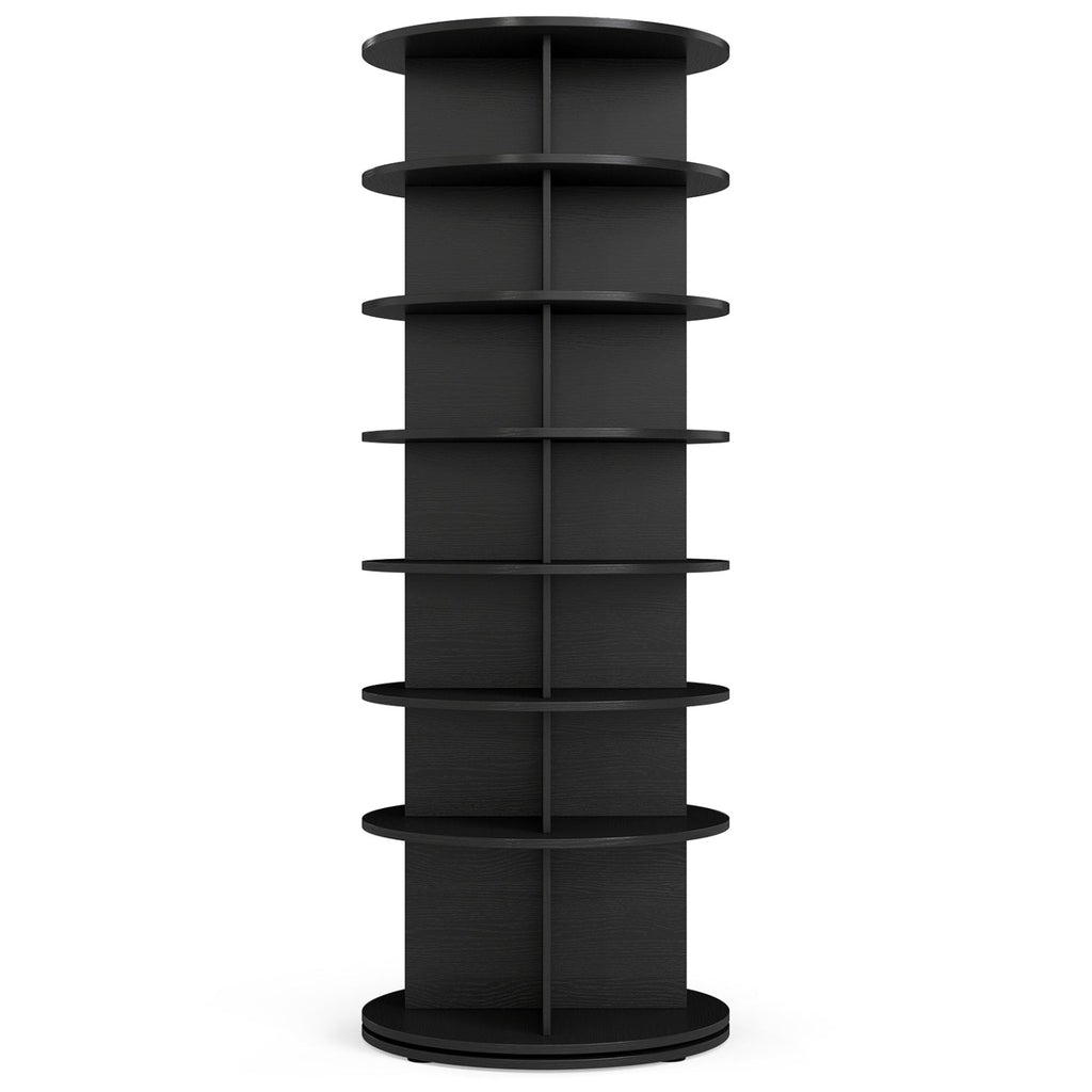 7-Tier Rotating Shoe Rack Tower with 360° Spin - White
