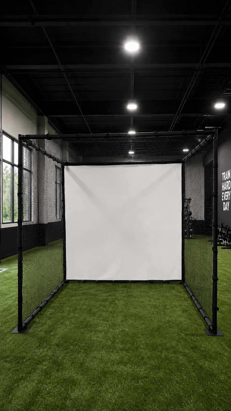 YUNIC Golf Driving Cage with Metal Frame and Simulator Impact Screen