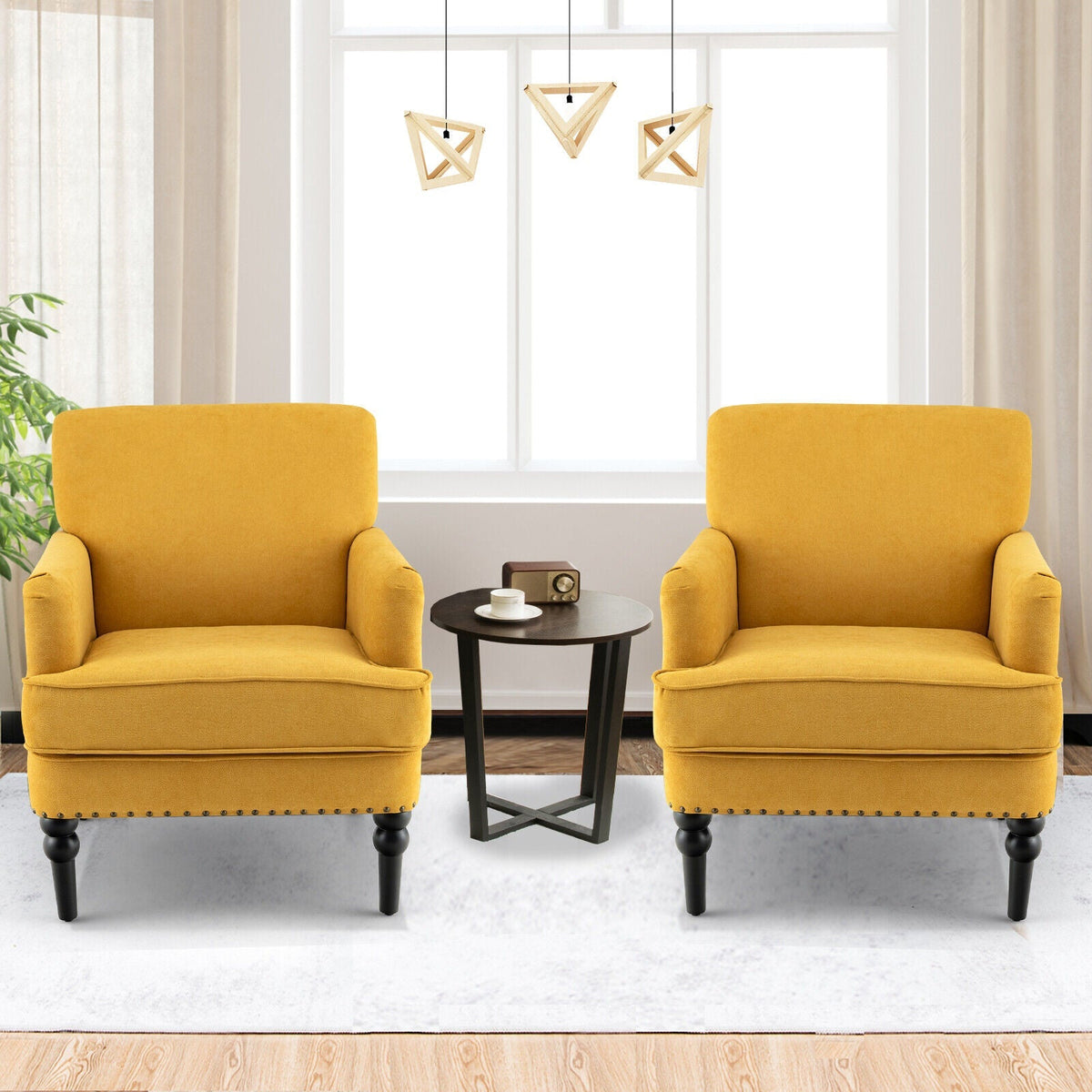 Modern Upholstered Padded Accent Chair with Rubber Wood Legs