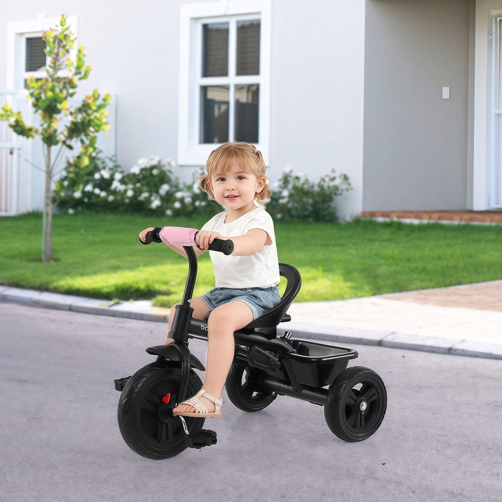 7-in-1 Baby Stroller Tricycle with Adjustable Canopy and Foldable Footrests for Ages 9-60 Months Old