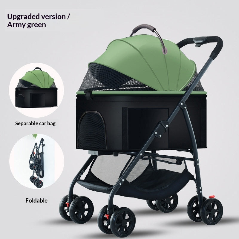 Pet Stroller For Dogs And Cats Portable Detachable Cage With Folding Design For Outdoor Potty Breaks