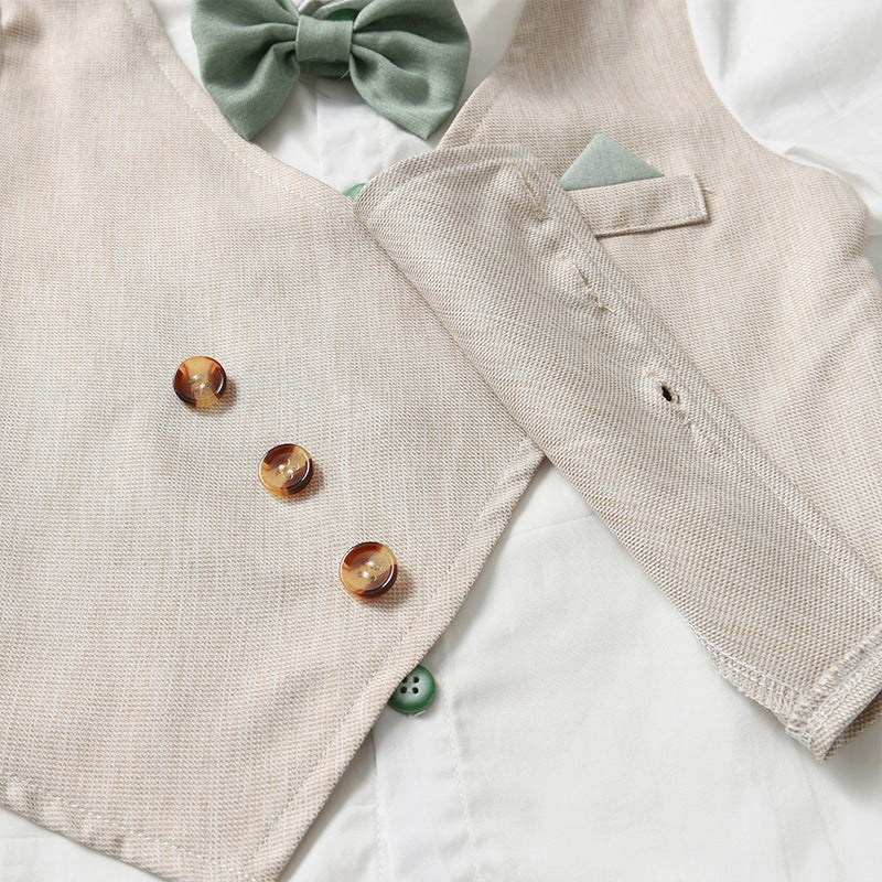 Baby Spring And Autumn Faux Vest Long-sleeve Boys Set