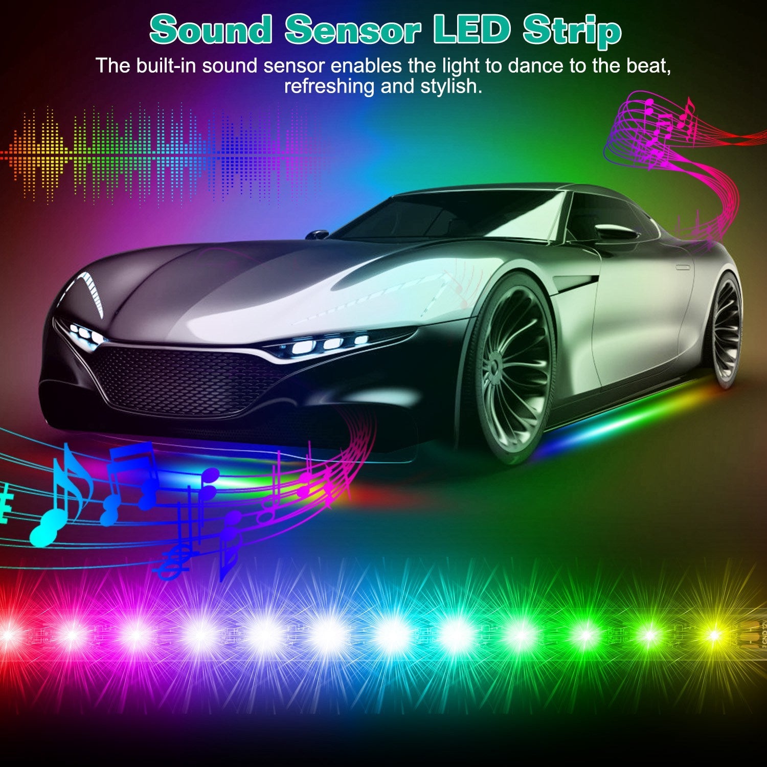 Waterproof RGB Underglow LED Strip for Car Exterior Lighting