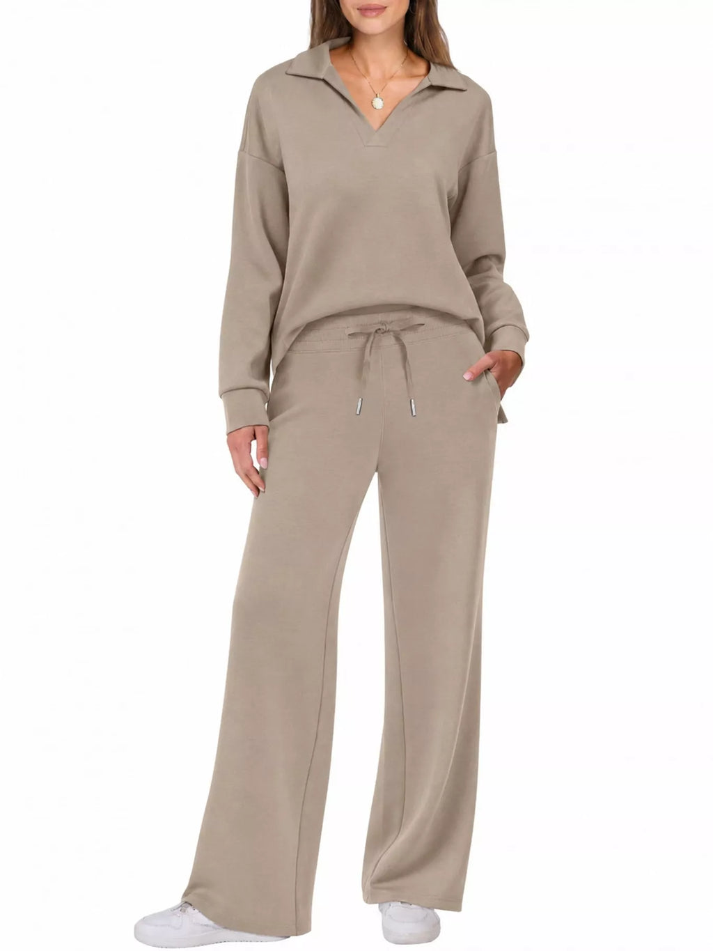 Dropped Shoulder Top and Pants Set