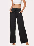 High-Waisted Wide-Leg Lounge Bottoms with Pockets