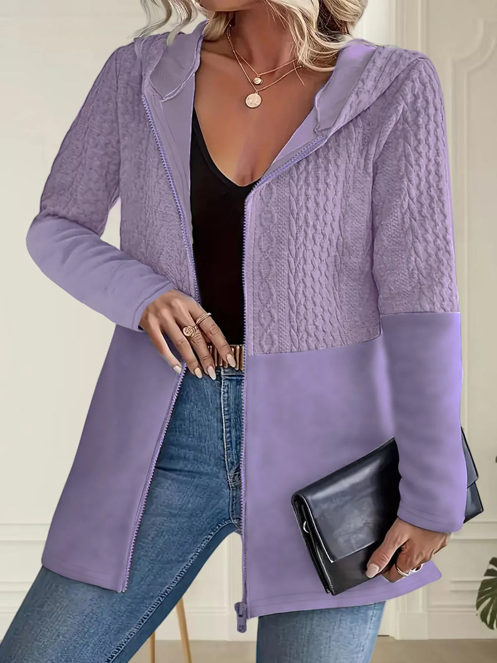 Full Size Hooded Zip-Up Jacket Plus Size