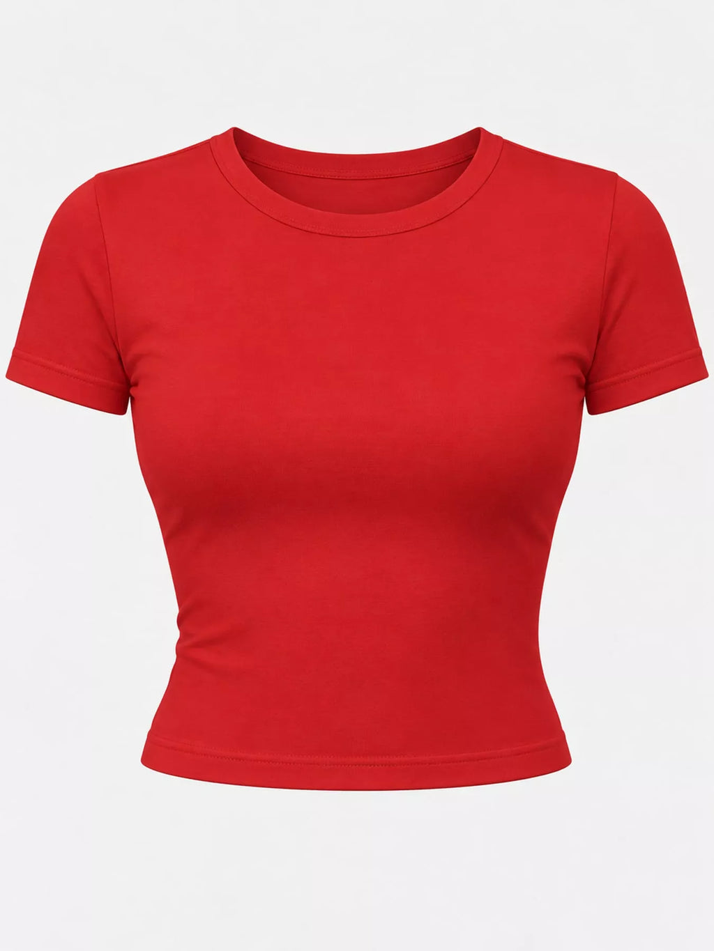 Slim Fit Basic Crew Neck Short Sleeve Crop T-Shirt