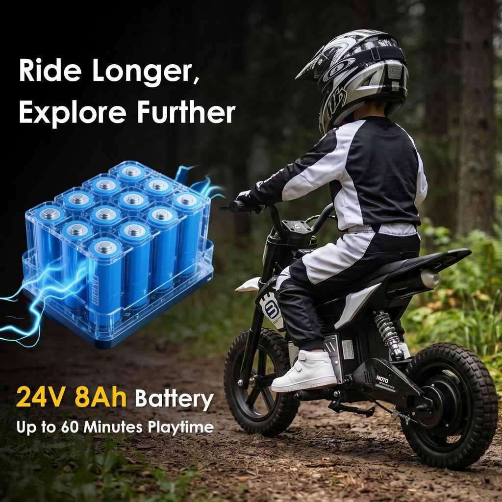 24V Electric Motocross Ride-On Motorcycle for Kids Ages 5-12
