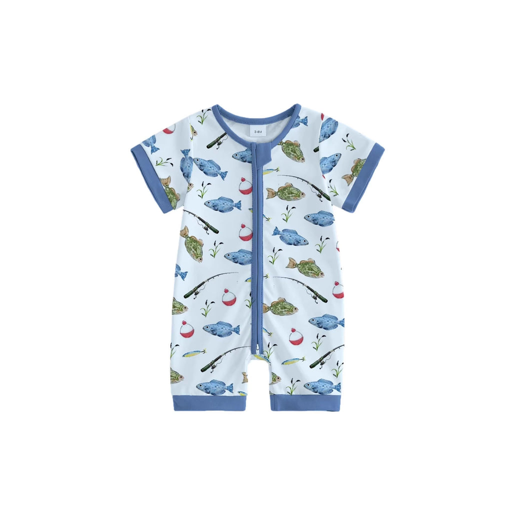 Infant And Toddler Fishing-Print Onesie