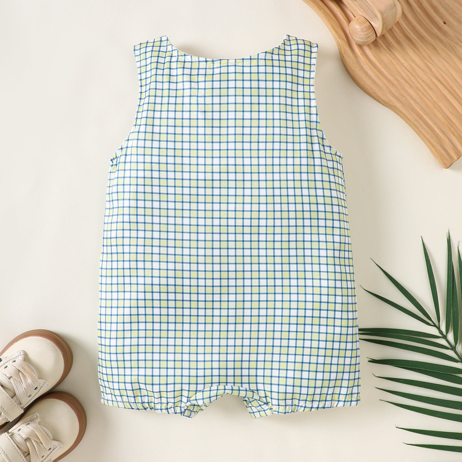 Cute Embroidered Plaid Romper For Babies And Toddlers