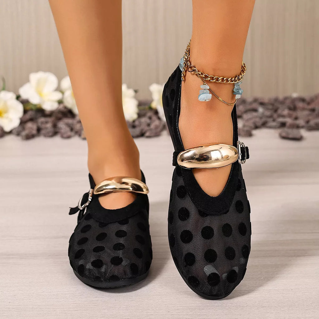 Polka Dot Mesh Slip-Ons